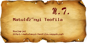 Matulányi Teofila névjegykártya